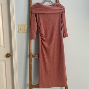 Dusty rose fitted sweater dress